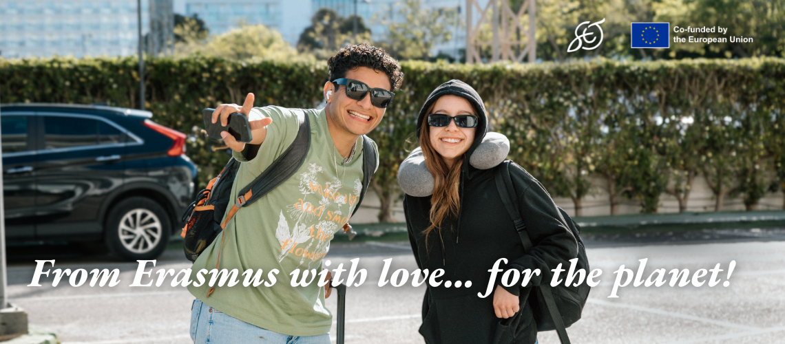 two young people ready to travel, with bagpacks, suitcases and sunglasses